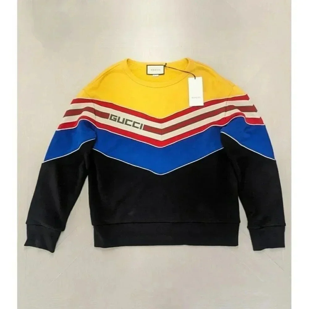 NWT Gucci Men's Chevron Stripe Sweatshirt Multi Color Size S (MSRP $1,800)